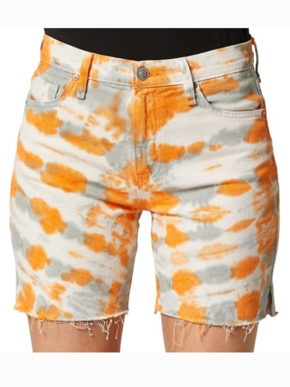 Hudson Hana Denim Tie Dye Cutoff Biker Short Magnetic Tangerine 25
